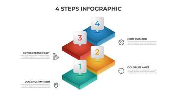 Plantilla de elemento infográfico de 4 pasos con 3 pilas de escaleras, vector de diseño para presentación, diagrama, gráfico, etc.