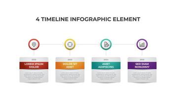 el vector de línea de tiempo infográfico con 4 listas, puntos, opciones, puede usarse para flujo de trabajo, diagrama de proceso, elemento de presentación, etc.