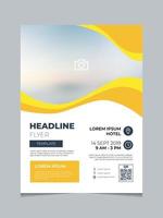 Business brochure template vector, poster, flyer, cover design with wavy orange background vector