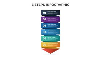 6 points of steps infographic template vector, arrow list diagram layout for presentation, etc vector