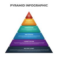 5 puntos, viñeta, diagrama de pirámide de lista, vector de plantilla de elemento infográfico empresarial, se puede utilizar para publicaciones en medios sociales, presentaciones, etc.