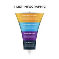 4 points, layers, options, step of list infographic element with funnel chart diagram vector