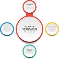 diagrama de diseño circular con 4 puntos de pasos, secuencia, vector de plantilla de elemento infográfico de círculo colorido.