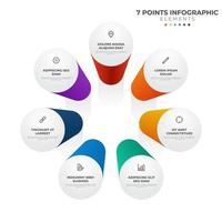 Elemento infográfico circular de 7 puntos, diagrama de diseño de ciclo con icono y color colorido, se puede utilizar para presentación, banner, etc. vector