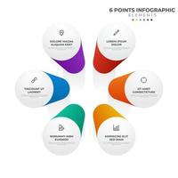 Elemento infográfico circular de 6 puntos, diagrama de diseño de ciclo con icono y color colorido, se puede utilizar para presentación, banner, etc. vector