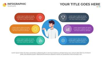 6 list diagram, infographic element template vector with businessman, can be used for banner, report, presentation slide, website, etc.