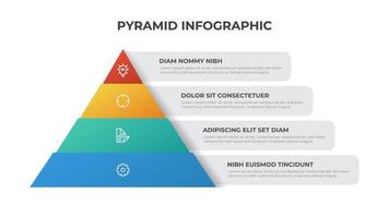 plantilla de infografía piramidal con 4 listas, vector de diseño multipropósito para presentación, pancarta, folleto, volante, etc.