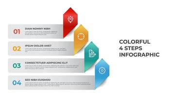 4 points of list diagram, pyramid steps with arrow layout, infographic element template vector