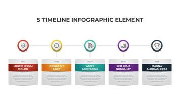 infographic timeline vector with 5 list, points, options, can be used for workflow, process diagram, presentation element, etc.