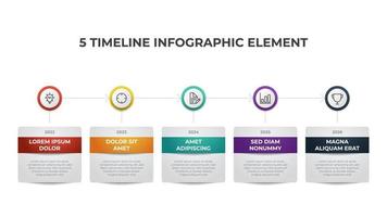 infographic timeline vector with 5 list, points, options, can be used for workflow, process diagram, presentation element, etc.