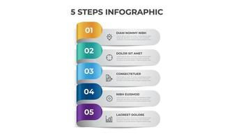 List layout with 5 points of steps diagram, infographic element template vector. vector