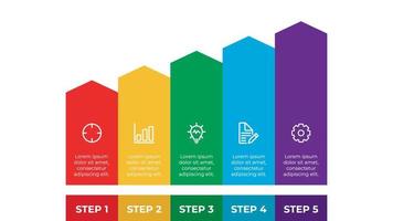 vector de elemento infográfico con cinco opciones, se puede utilizar para paso, flujo de trabajo, diagrama, banner, proceso, plantilla de presentación de negocios, línea de tiempo.