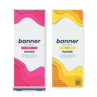 Set of elegant roll up banner template with paper cut style background vector