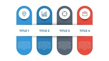 elemento infográfico con 4 opciones, pasos, procesos, lista, punto. vector de plantilla de visualización de datos comerciales