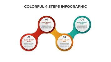 4 points of steps, connected circle list diagram with number of sequence, infographic element template vector