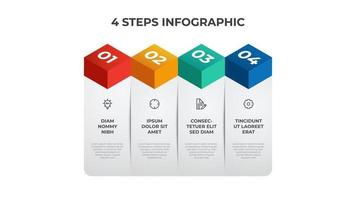 4 list of steps, column layout table diagram with number sequence, infographic element template vector
