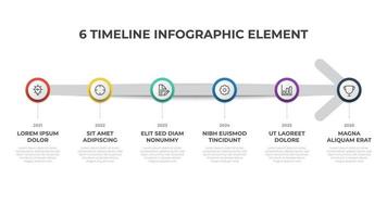 infographic element vector with 6 options, list, and arrow, can be used for timeline, workflow, process diagram, presentation, etc.