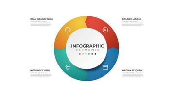 4 points circular steps, sequence infographic element template. vector