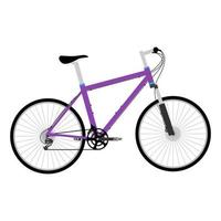 bicicleta de montaña púrpura, vector de ilustración de bicicleta aislado en fondo blanco