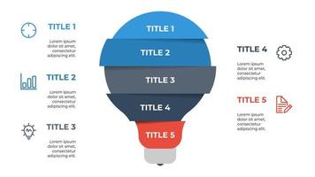 light bulb list infographic element vector with 5 points, steps, options, processes