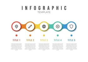 infographic list template element with horizontally 5 points and icons vector