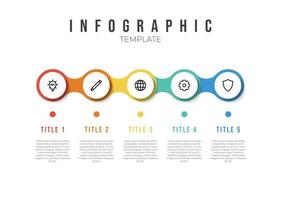 infographic list template element with horizontally 5 points and icons vector