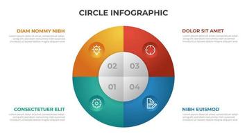 4 points infographic template with circle layout vector. vector