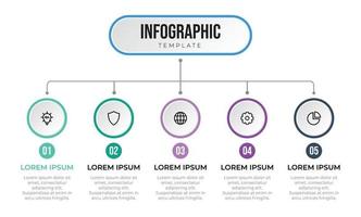 Business infographic template with 5 options, list, steps, processes. Can be used for workflow, outline, chart, diagram, information, presentation, slide, brochure, poster, etc. vector