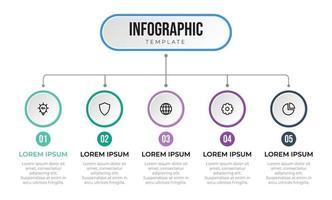 plantilla de infografía empresarial con 5 opciones, lista, pasos, procesos. se puede utilizar para flujo de trabajo, esquema, gráfico, diagrama, información, presentación, diapositiva, folleto, afiche, etc. vector