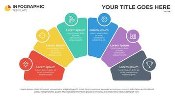 6 steps or list diagram, half circle infographic element vector, layout element template for presentation, banner, report, annual, website, etc vector