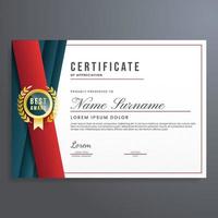 Certificate of appreciation template with dark blue, red and gold badge design, modern certificate border vector, can be used for diploma, business, completion, achievement, etc. vector