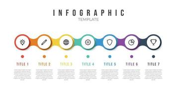 infographic list template element with horizontally 7 points and icons vector