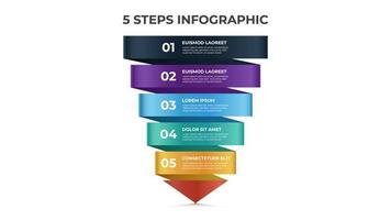 5 puntos de pasos, plantilla de infografía, vector de diseño de diseño con diagrama de flecha