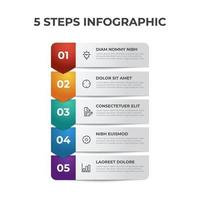 5 puntos de pasos, diseño de diagrama de lista con número, vector de plantilla de elemento infográfico