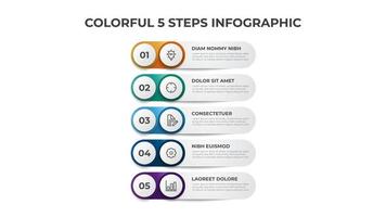 5 puntos de pasos, vector de plantilla de elemento infográfico, diagrama de diseño de lista