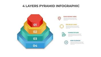 Pyramid infographic element vector with 4 layers diagram, layout template for presentation, report, banner, etc.