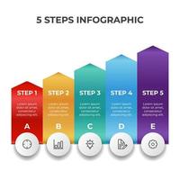 infographic element vector with 5 steps, options, bullets, list, arrow chart diagram