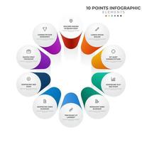 Elemento infográfico circular de 10 puntos, diagrama de diseño de ciclo con icono y color colorido, se puede utilizar para presentación, banner, etc. vector