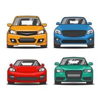 Front view cars pack vector isolated on white background
