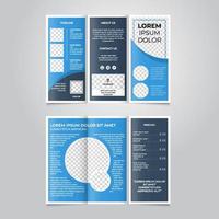 Abstract tri fold brochure template design vector with circle, blue color, in a4 paper