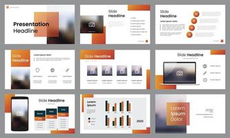 Set of slides presentation template layout vector, Orange colored design. vector