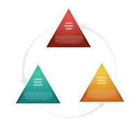 3 pasos, proceso triangular en bucle, vector de plantilla de elemento infográfico