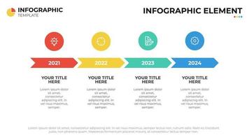 diagrama de línea de tiempo con 4 listas u opciones, vector de elementos infográficos, plantilla de diseño de presentación