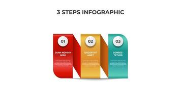 Colorful infographic element template, data visualization with 3 points of steps, horizontal layout diagram vector