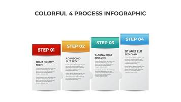 4 puntos de diagrama de lista, bloque ascendente de plantilla de diseño de proceso, vector de elemento infográfico