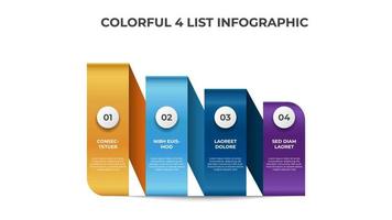 Descending list layout diagram, 4 points of steps infographic element template vector