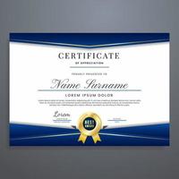 Multipurpose certificate design template with blue and gold colors, certificate border vector. vector