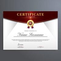 plantilla de certificado de reconocimiento con color dorado y rojo, diseño simple, lujoso y elegante vector