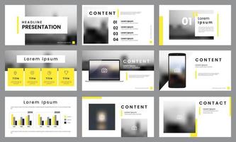 Yellow and white presentation template layout. Business data visualization vector