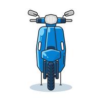 motocicleta vieja, scooter vintage de color azul, vista frontal, ilustración vectorial vector